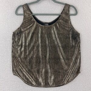 Judy Knapp Gold Metallic Pin Dot Tank Top Womens VTG Made in USA‎ Size Small